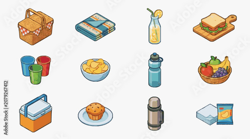Bild auf Leinwand Illustrated Grocery Essentials Pack.