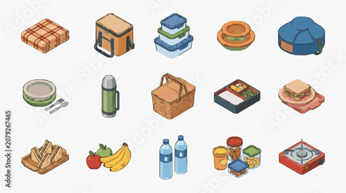 Schilderij op canvas Illustrated Grocery Staples Collection.