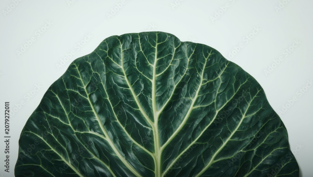 Obraz premium Lush cabbage leaf detail against clean white backdrop