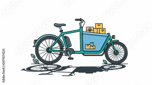 Teal bicycle with delivery boxes.
