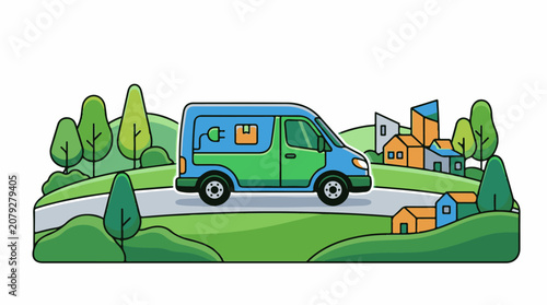 Green and blue emergency medical van.