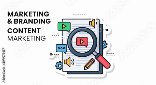 Graphic illustration of marketing and branding concepts