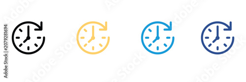Photos Time history icon set, clock with rotating arrow symbol, clock rollback or refre