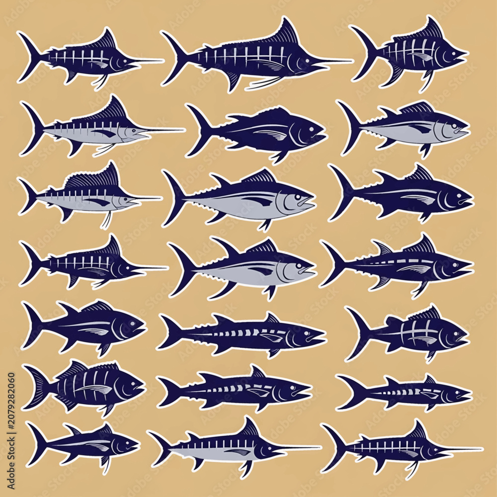 Obraz premium Collection of various fish species.