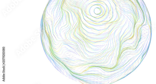 Konstfotografi Abstract sphere composed of colorful flowing lines and dots representing energy