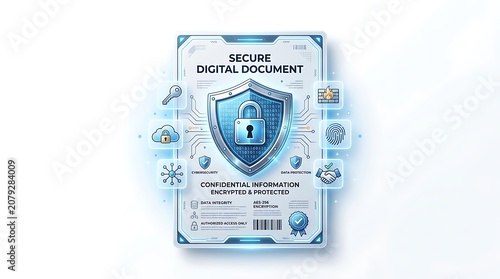 Secure digital document with lock shield.