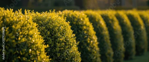 Panel kuchenny z motywem Well maintained golden privet shrubbery trimmed