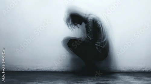 Depressed Person in Isolation with Blurred Motion Effect