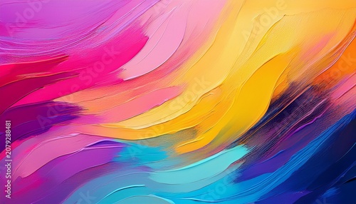 Colorful Abstract Brush Stroke Background With Pink Yellow Blue And Purple Tones