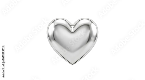 Shiny Metal Heart Symbol Isolated White.