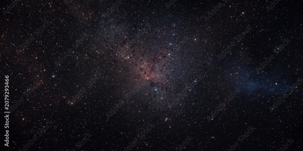 Naklejka premium Starfield space background with cosmic dust and planets