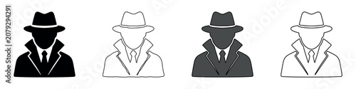 Photos Silhouette of a mysterious detective in a fedora and trench coat