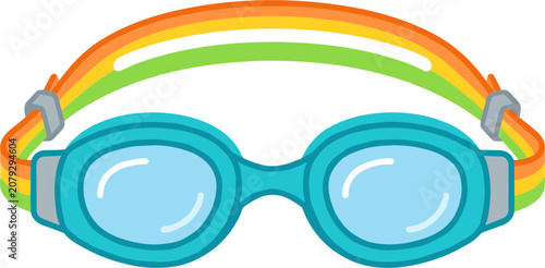 Swim goggles with rainbow strap icon vector graphic