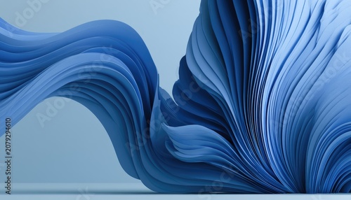 Abstract Blue Fabric Swirl Flowing Gracefully.