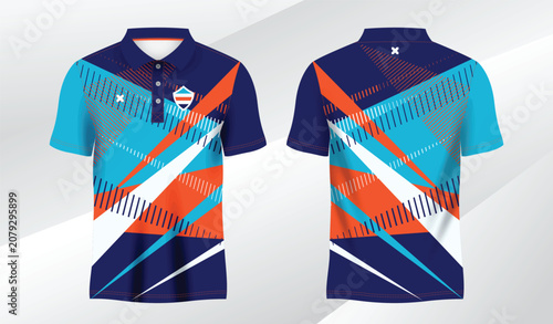blue mix colorful polo sport shirt sublimation jersey template