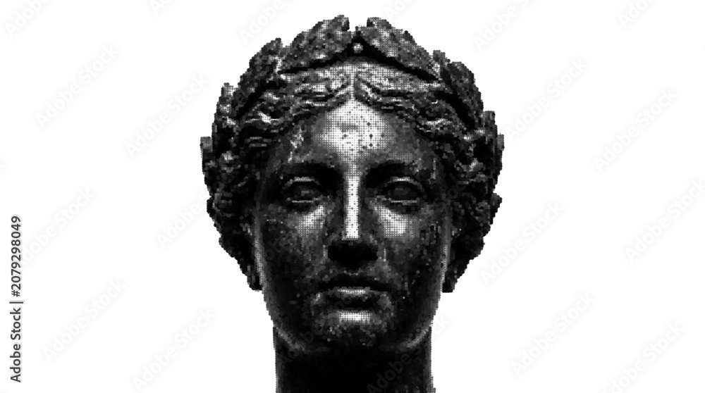 Fototapeta premium Ancient Roman Marble Statue Head Vector Illustration