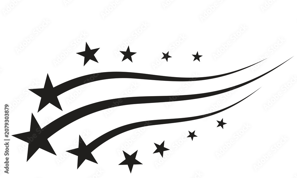 Fototapeta premium Falling star icon, Shooting star vector. Shooting star silhouette vector icon. Star trail symbol and sign. Vector Illustration.