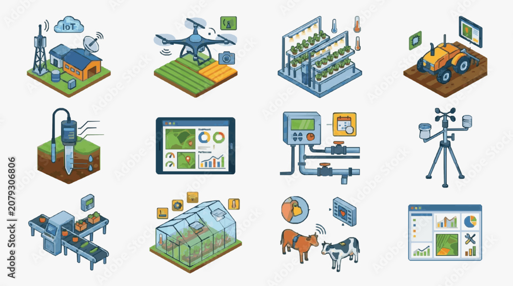 Fototapeta premium Industrial Technology and Smart Farming Concepts.