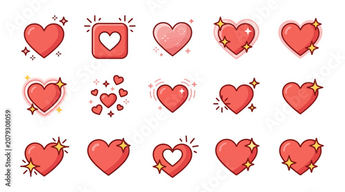 Fényképezés Collection of heart icons and symbols.