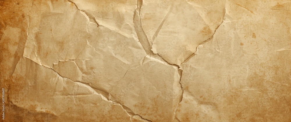 Fototapeta premium Wrinkled old paper background with creases and stains