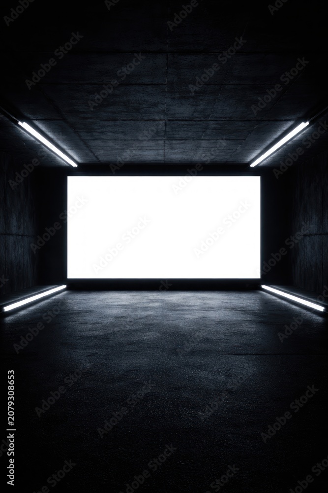 Fototapeta premium Futuristic empty illuminated tunnel