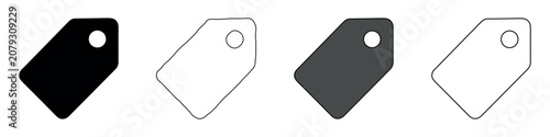 Four different tag icons in black, white, and gray styles