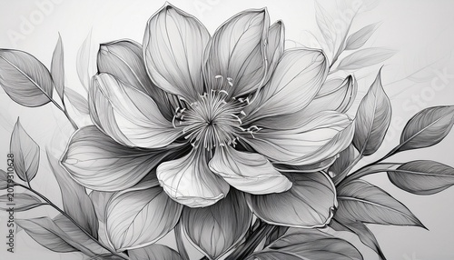 delicate sketch of a flower in gray