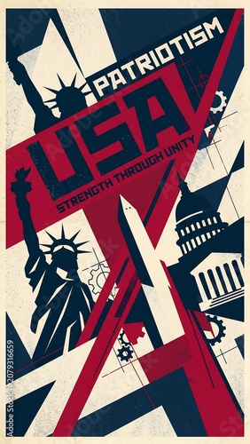 Vintage Patriotic USA Constructivist Poster Strength Through Unity Wallpaper
