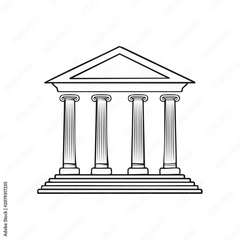 Fototapeta premium Classical Ionic Columns and Pediment Building Outline