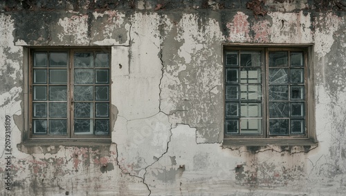 Two weathered windows on a ...