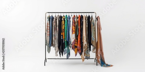 Colorful scarves hanging on...