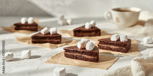 Chocolate cake slices with ...