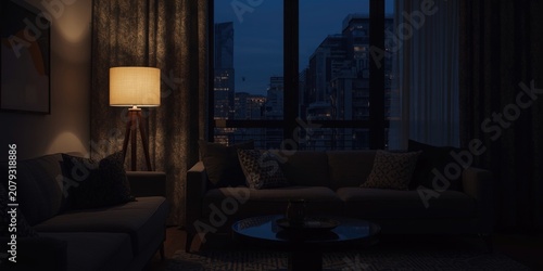Cozy living room with a lam...