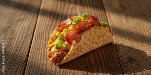 Taco filled with cheese, ba...