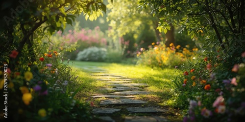 Quiet stone pathway crossin...