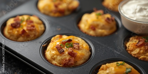 Cheddar bacon muffins in a ...