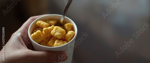 Hand holding a cup of yello...