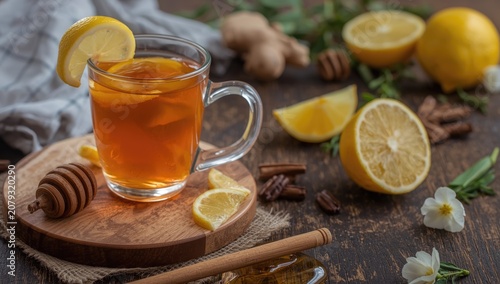 Honey lemon tea with fresh ...