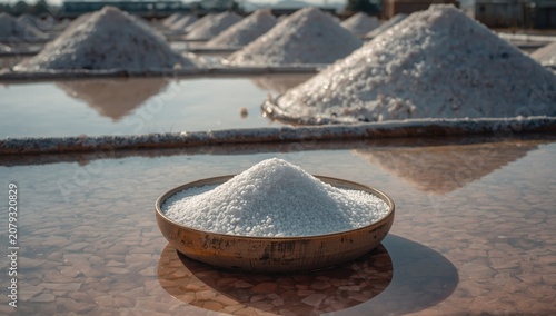 Salt mounds and bowl of sal...