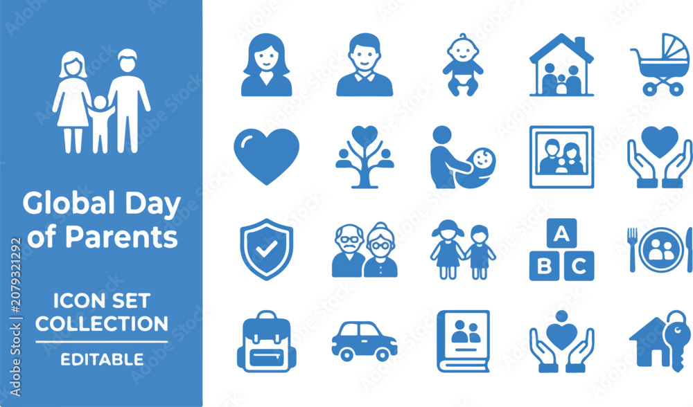 Fototapeta premium Global day of parents icon set for family and parenting concepts