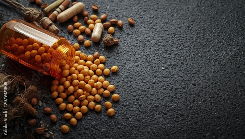 Spilled yellow pills from a...