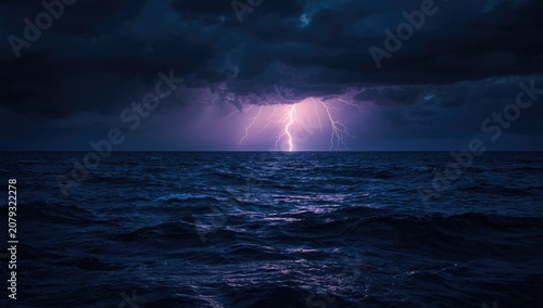 Dark sky over expansive oce...