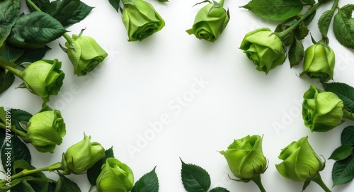 Lush green roses arranged o...