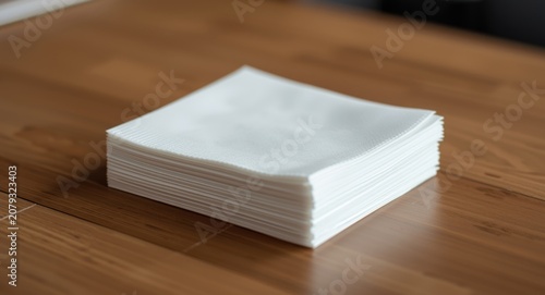 Stack of white paper napkin...
