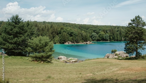 scenic rural lake surrounde...