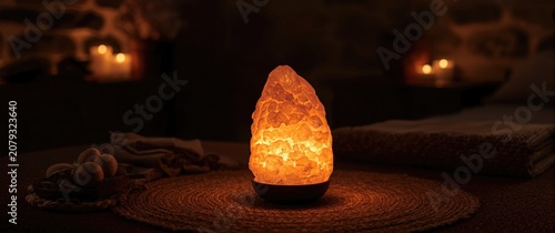 Himalayan salt lamp glowing...