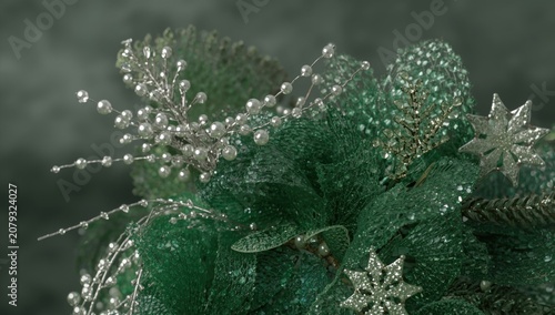 Green festive decorations w...