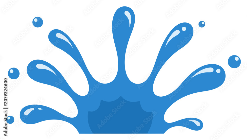 Fototapeta premium Splash flat vector illustration icon with transparent background featuring glossy blue liquid burst