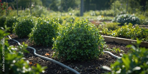 Round shrub surrounded by g...