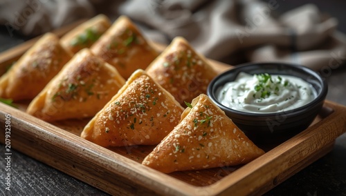Sesame-coated samosas with ...